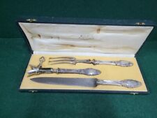 ENSEMBLE A DECOUPER LE GIGOT EN ARGENT FOURRE POINCON MINERVE MONOGRAMME "ML"