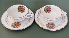 Duo Tête À Tête Tasses Et Sous Tasses Porcelaine Ancienne