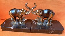 Serre-livres éléphants régule patiné marbre brun art déco années 30-40