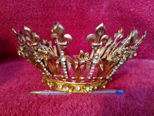 ANCIENNE GRANDE COURONNE RELIGIEUSE/STATUE/LA VIERGE/LAITON/CROWN/FLEUR DE LYS