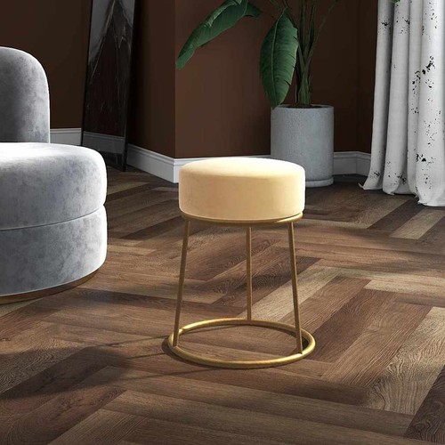 Tabouret rond marron - tabouret, velours