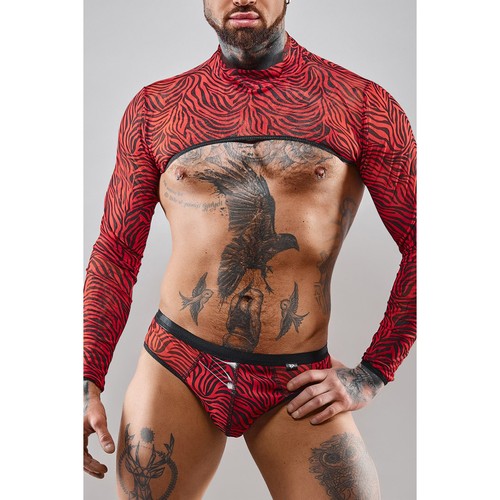 Crop top tulle zébré - , rouge