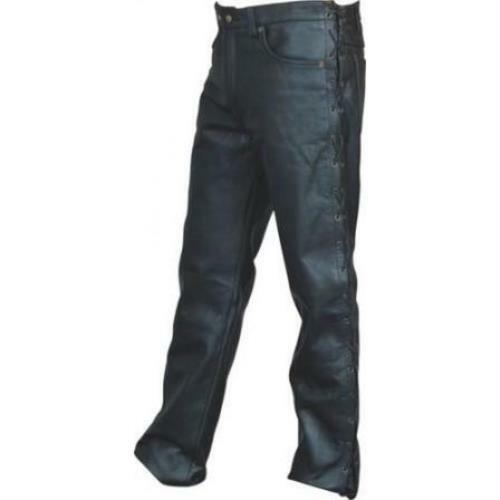 Mens black leather side - side, laced