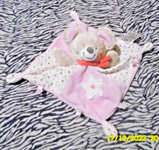 CI/ MOTS D'ENFANTS DOUDOU SOURIS ROSE ETOILE ECHARPE PLAT 21/21CM  NEUF