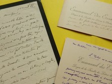 Emmanuel DES ESSARTS (1839-1909) POETE ami Stéphane Mallarmé. AUTOGRAPH + 2x CDV