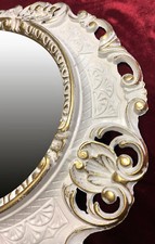 Miroir Mural Blanc Or Ovale