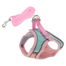 Harnais pour chat 1,5M anti-évasion réglable, petite/moyenne taille, rose vert