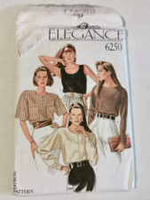 Patron couture vintage Elégance 6250 hauts été femme 4 modèles du 36 au 46