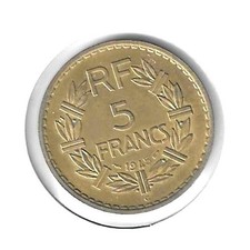 FRANCE : 5 francs  1945 C  - Lavriller - Br/Alu - SUP