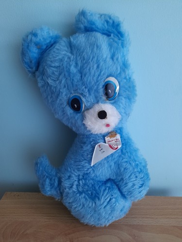 Peluche ancienne chien bleu - chien,