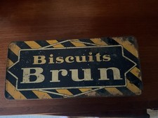 Ancienne Boîte Publicitaire Biscuits Brun Vintage