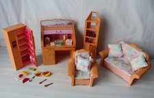 #Barbie Vintage 80's# Lot mobilier : Secrétaire, Frigo, Sofa, Chaise longue...