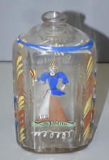 -FLACON FLASQUE à ALCOOL VERRE émaillé XVIII FLÜHLI TRAVAIL VALLEE du RHIN    D