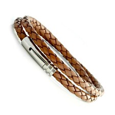 Hommes Cuir Bracelet-Stainless