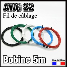 awg22 fil de câblage modélisme électronique bobine 5m, rouge, noir, bleu, vert 
