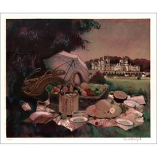 VERNET-BONFORT Robert - Lithographie originale "Pique-nique au château d'Ussé" 5