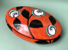 Boîte ovale porcelaine peinte main, orangée, art-déco, Limoges, France.