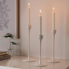 Lot de 3 bougeoirs chandeliers en verre blanc IKEA Blomster décoration maison...