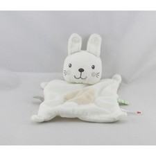Doudou plat lapin blanc beige
