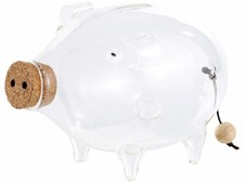 Cochon tirelire en verre -