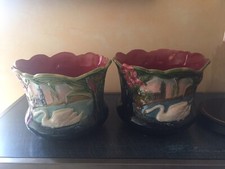 Cache-pot LA PAIRE Onnaing en barbotine Décor Cygnes Et Paysages Voir Photos