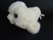 50. DOUDOU PELUCHE SANDY BEBE PHOQUE Blanc noir yeux bleu paillettes 32cm NEUF*