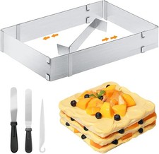 Moule à pâtisserie rectangulaire réglable en acier inoxydable