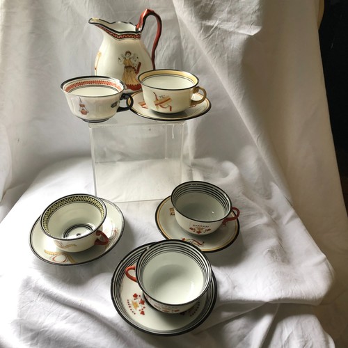 Tasses soucoupes 1 - 5, pot