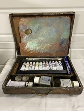 Ancien Coffret Bois Artiste Peintre Lefranc Bourgeois Peinture Tableau Tripode