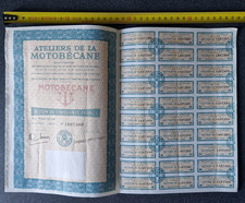 Véritable Action au porteur  des Ateliers de la Motobécane PANTIN St DENIS