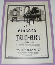 B1138/ PIANO PIANOLA DUO-ART PUBLICITE ANCIENNE 1924 AUTHENTIQUE REVUE D’ÉPOQUE