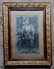 Important cadre Napoléon III laqué et doré + rare photo soldat allemand WK1