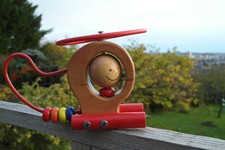 Hélicoptère en bois, jeu d'éveil avec boulier