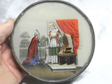 ANCIEN COFFRET BOITE BONBON DRAGEE FIXE SOUS VERRE PEINTURE MINIATURE CANDY BOX