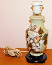 vintage PIED de LAMPE signé LOUIS DRIMMER en ceramique FLEURS FEUILLE DORURE