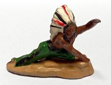 JF (Le Jouet Fondu) FIGURINE LES INDIENS RAMPANT Plomb Creux 43 mm