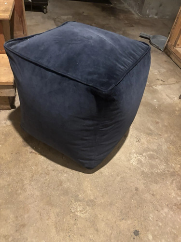Eclectic blue velvet pouf - eclectic,