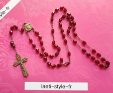F13201 chapelet pierre rouge rubis Marie Jésus INRI crucifix ésotérisme religion
