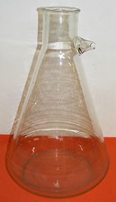 Verrerie laboratoire ancienne verre soufflé erlenmeyer flacon à vide 47 cm 3,9kg