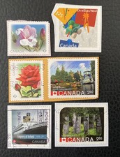 Lot de 6 timbres du Canada années Diverses - encore sur fragment F22