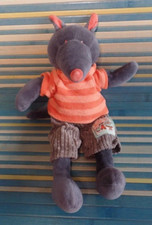 S15 / doudou peluche loup pull orange la grande famille MOULIN ROTY
