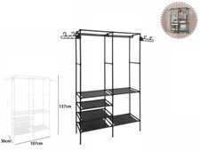 X Armoire Penderie Avec 6 Étagères Démontable 2 Portes 107x36x137 Dfh