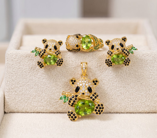 Ensemble bijoux panda - bijoux, péridot