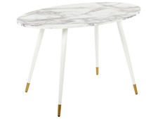Table à Manger Effet Marbre et Blanc en MDF et Métal 120 x 70 cm Glamour Gutiere