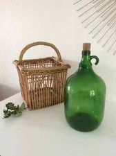 11 ⚜️  Ancienne Bouteille En Verre Couleur Vert Dame Jeanne Vintage