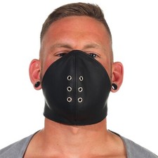 Biker Cuir Masque Bdsm Masque Protection de Bouche Vent Steampunk Noir