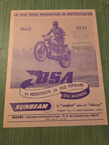 Tarif bsa sunbeam - &, liste