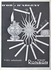 PUBLICITE BRIQUET RONSON D'OR OU D'ARGENT CROWN ADONIS DE 1964 FRENCH AD PUB