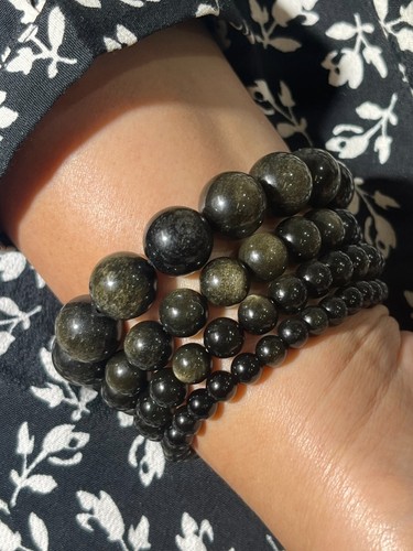 Obsidienne bracelet 14mm - obsidienne,