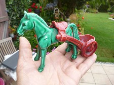 Cendrier / Bougeoir Horse Pferd Cheval Sulki Charette Char:Faîence Valcéram 1960